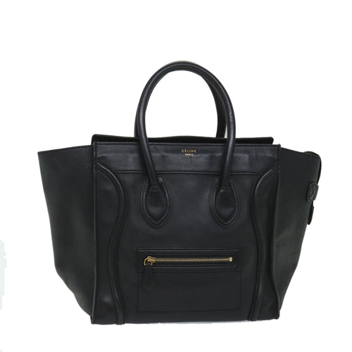 CELINE Luggage Tote Bag Leather Black  9159