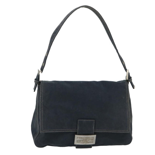 FENDI Mamma Baguette Shoulder Bag Canvas Navybs9180
