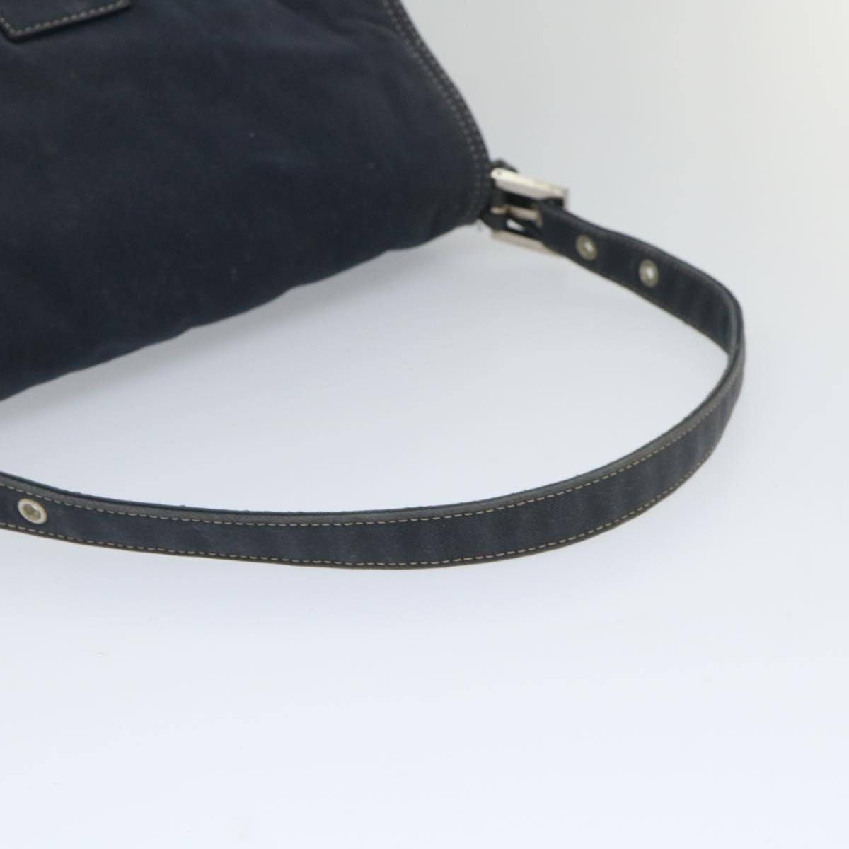 FENDI Mamma Baguette Shoulder Bag Canvas Navybs9180