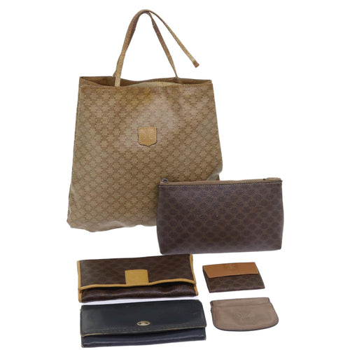 CELINE Macadam Canvas Pouch Wallet 6Set Brown Beige  9199