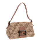 FENDI Zucchino Canvas Mamma Baguette Shoulder Bag Pinkbs9221