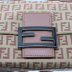 FENDI Zucchino Canvas Mamma Baguette Shoulder Bag Pinkbs9221