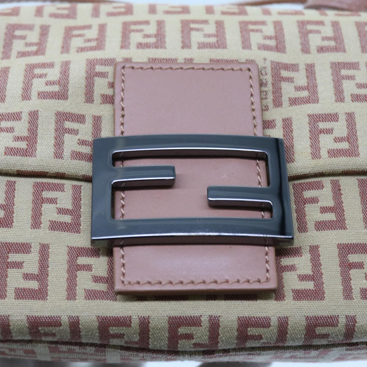 FENDI Zucchino Canvas Mamma Baguette Shoulder Bag Pinkbs9221