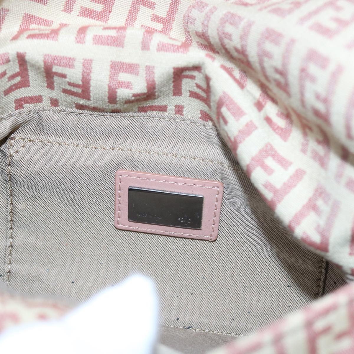 FENDI Zucchino Canvas Mamma Baguette Shoulder Bag Pinkbs9221