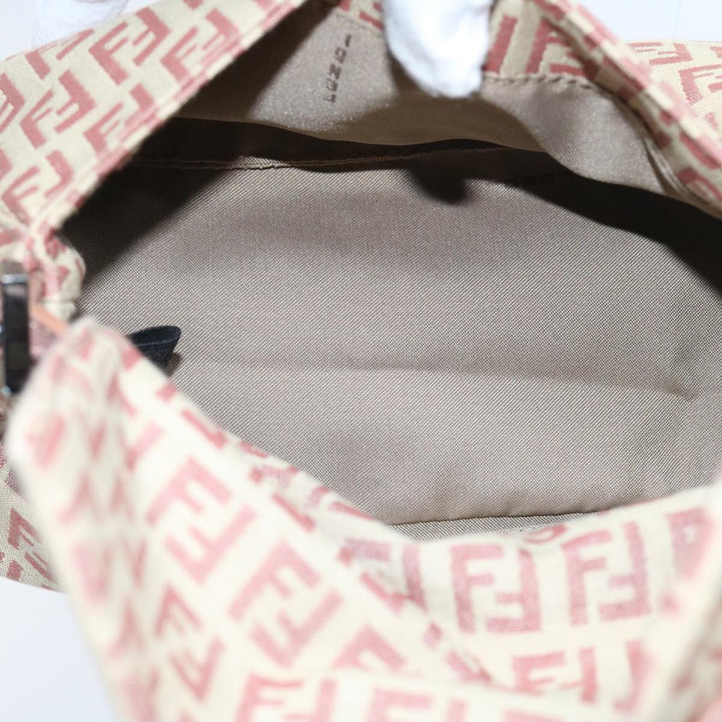 FENDI Zucchino Canvas Mamma Baguette Shoulder Bag Pinkbs9221