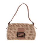 FENDI Zucchino Canvas Mamma Baguette Shoulder Bag Pinkbs9221