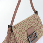 FENDI Zucchino Canvas Mamma Baguette Shoulder Bag Pinkbs9221