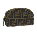 FENDI Zucca Canvas Pouch Black Brownbs9279
