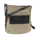 Chloe Harley Shoulder Bag Canvas Leather Beige Black bs9282