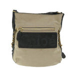 Chloe Harley Shoulder Bag Canvas Leather Beige Black bs9282