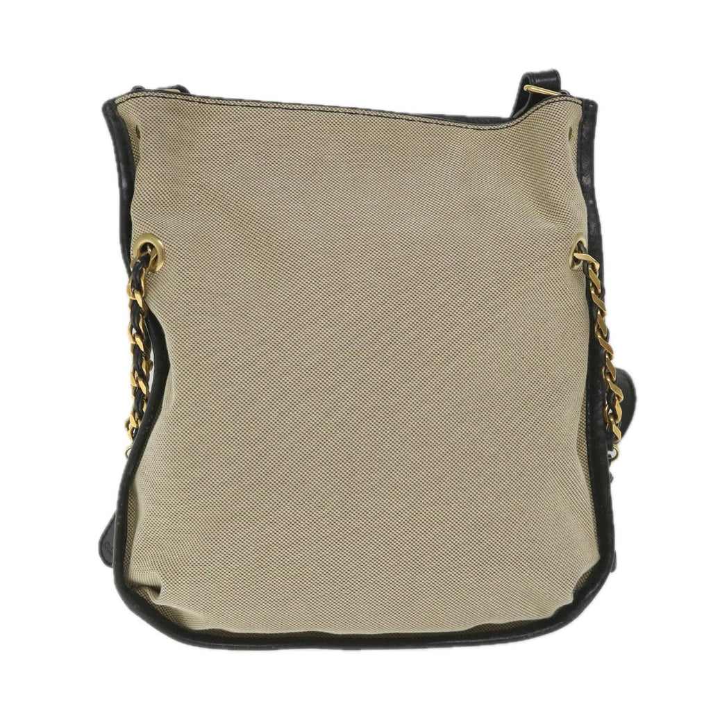 Chloe Harley Shoulder Bag Canvas Leather Beige Black bs9282