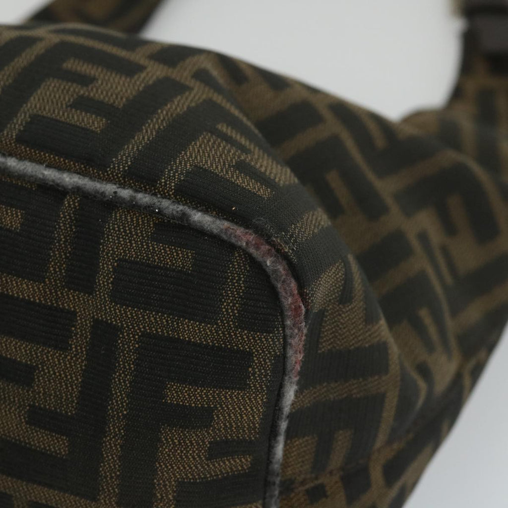 FENDI Zucca Canvas Mamma Baguette Shoulder Bag Black Brownbs9333