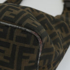 FENDI Zucca Canvas Mamma Baguette Shoulder Bag Black Brownbs9333