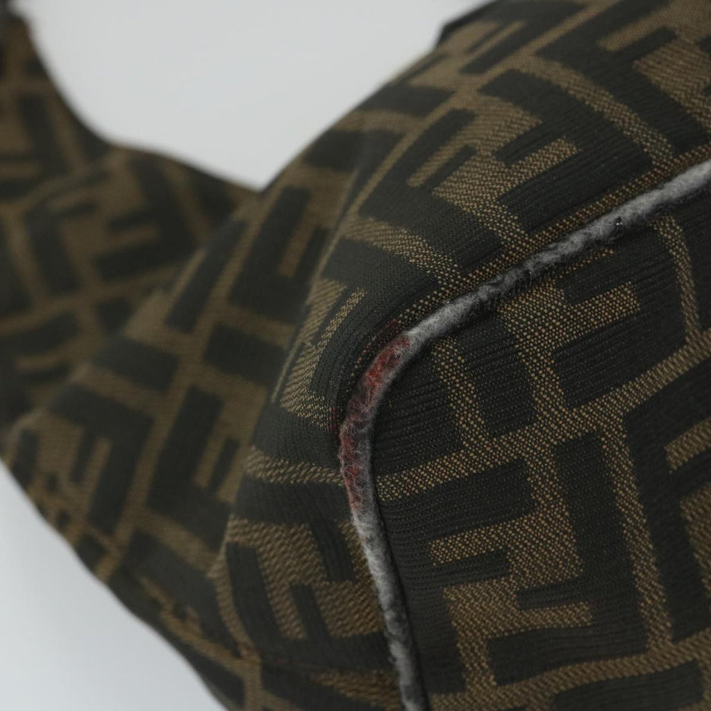 FENDI Zucca Canvas Mamma Baguette Shoulder Bag Black Brownbs9333