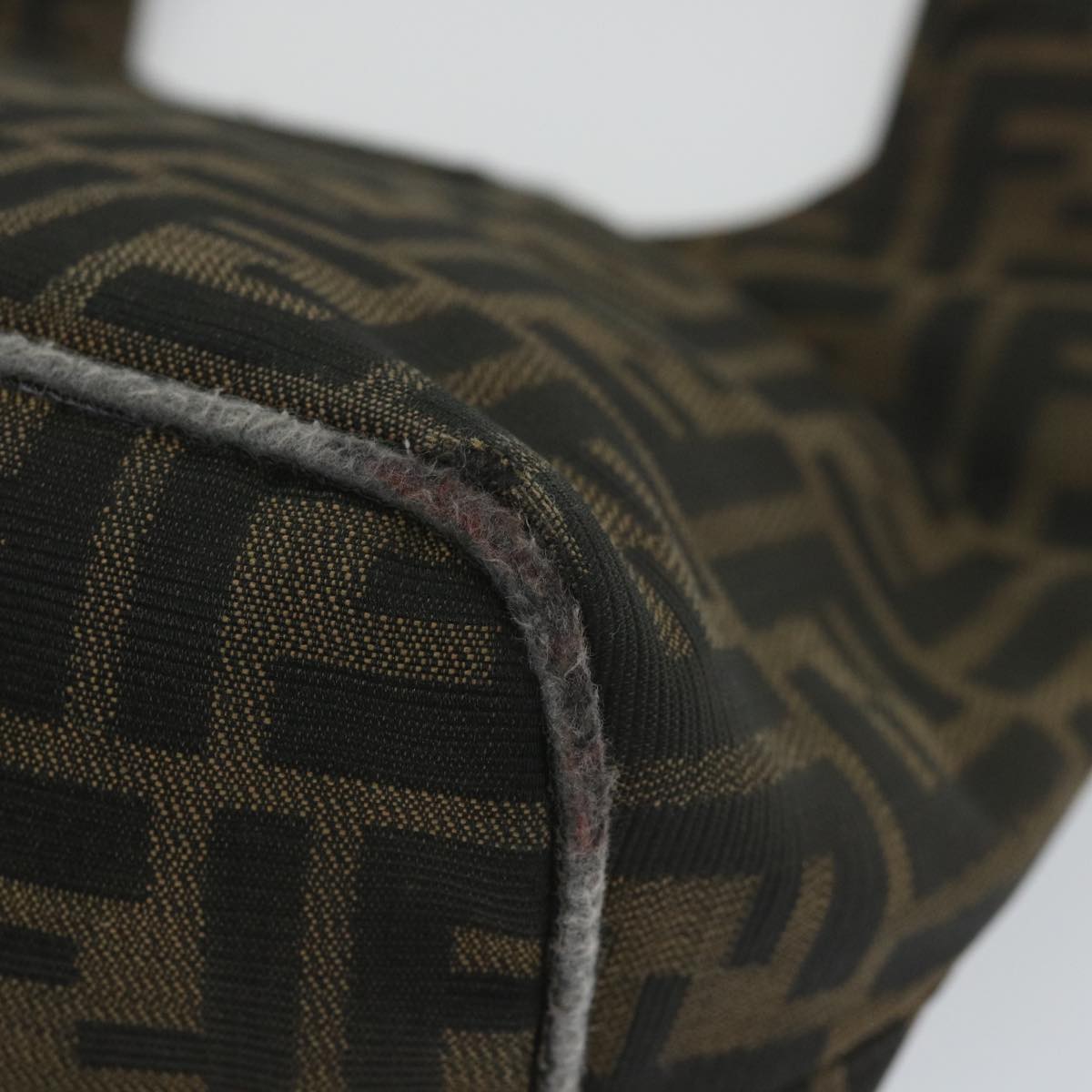 FENDI Zucca Canvas Mamma Baguette Shoulder Bag Black Brownbs9333