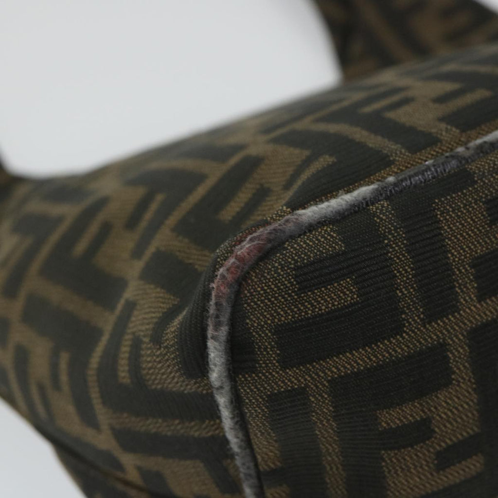 FENDI Zucca Canvas Mamma Baguette Shoulder Bag Black Brownbs9333