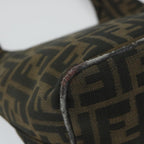 FENDI Zucca Canvas Mamma Baguette Shoulder Bag Black Brownbs9333