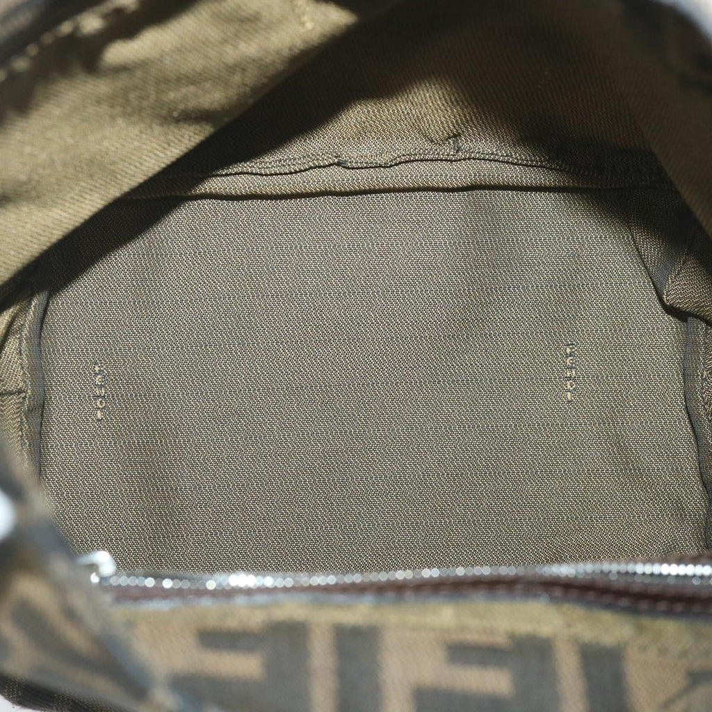 FENDI Zucca Canvas Mamma Baguette Shoulder Bag Black Brownbs9333