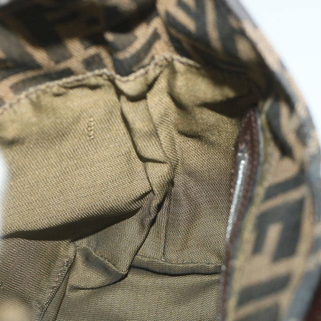 FENDI Zucca Canvas Mamma Baguette Shoulder Bag Black Brownbs9333