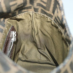 FENDI Zucca Canvas Mamma Baguette Shoulder Bag Black Brownbs9333