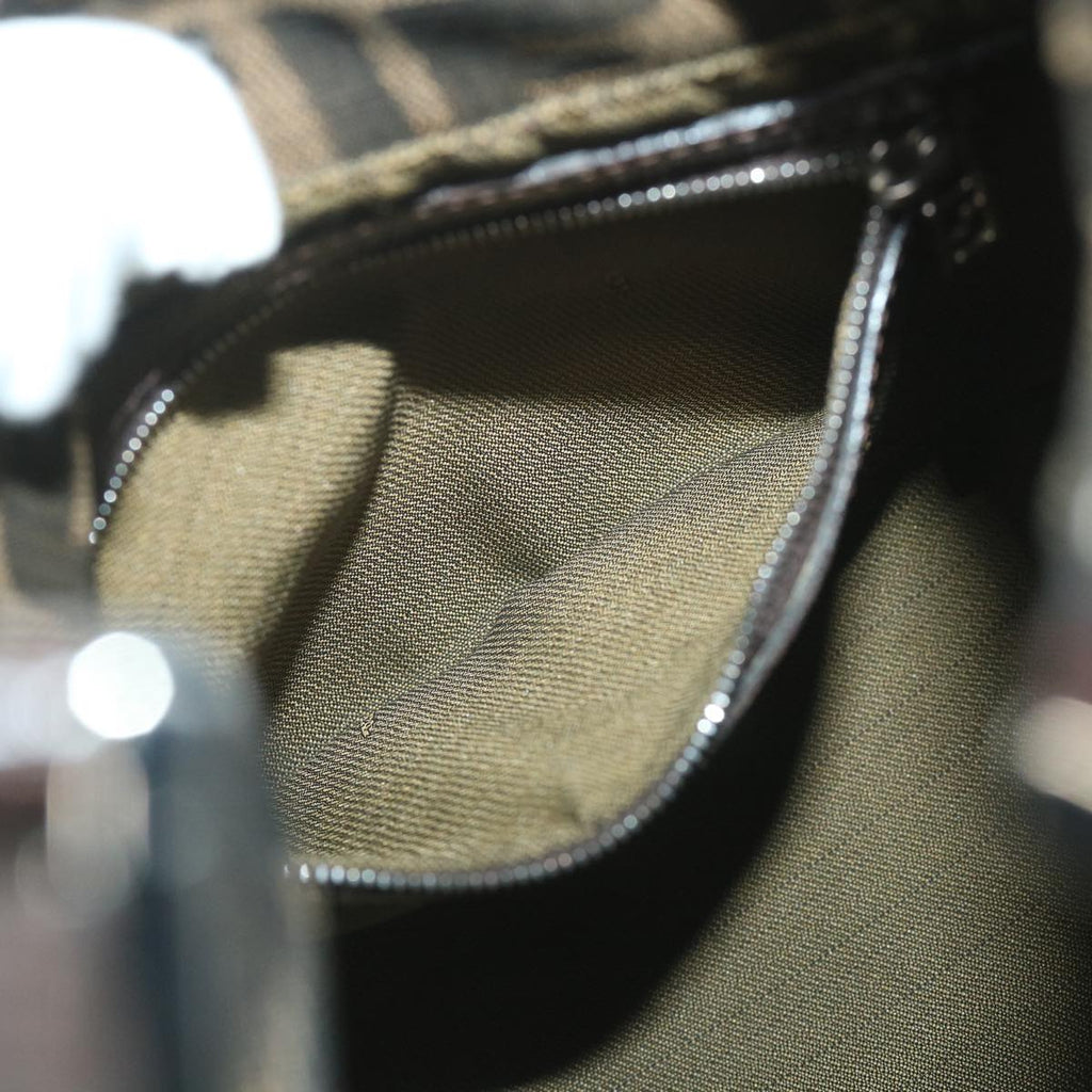 FENDI Zucca Canvas Mamma Baguette Shoulder Bag Black Brownbs9333