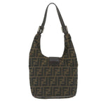 FENDI Zucca Canvas Mamma Baguette Shoulder Bag Black Brownbs9333