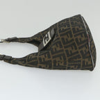 FENDI Zucca Canvas Mamma Baguette Shoulder Bag Black Brownbs9333
