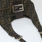 FENDI Zucca Canvas Mamma Baguette Shoulder Bag Black Brownbs9333