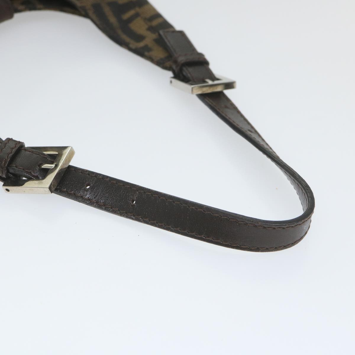 FENDI Zucca Canvas Mamma Baguette Shoulder Bag Black Brownbs9333