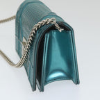 CHRISTIAN DIOR Chain Shoulder Bag Patent leather Light Blue Auth bs9340