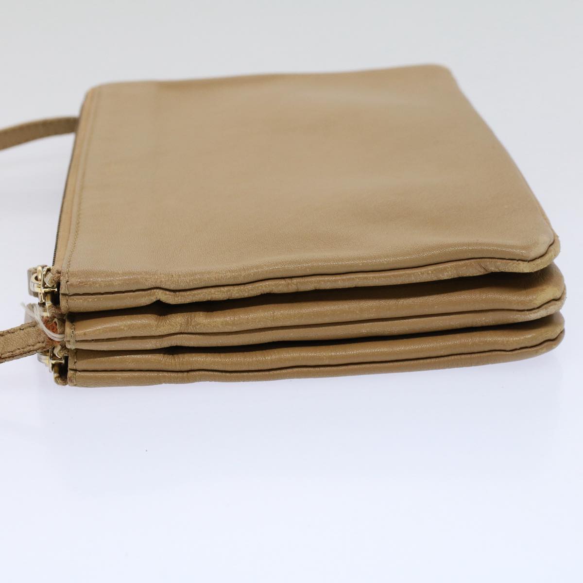 CELINE Trio PM Shoulder Bag Leather Beige  9583