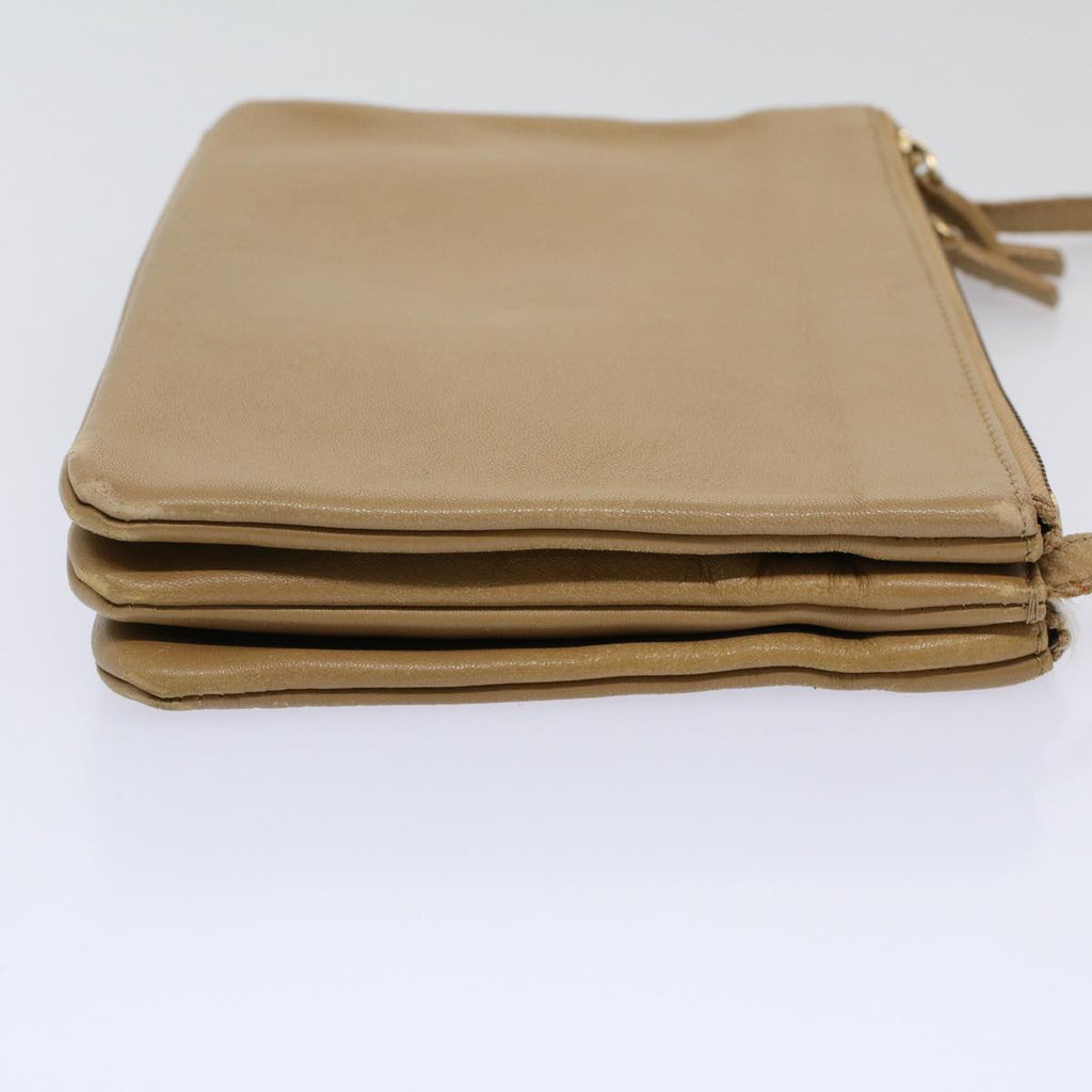 CELINE Trio PM Shoulder Bag Leather Beige  9583