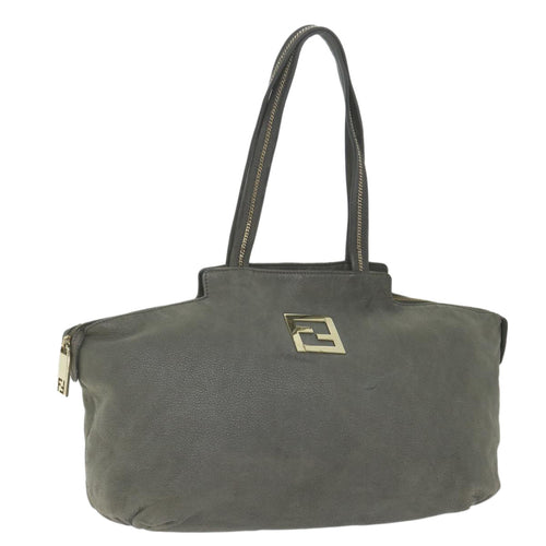 FENDI Tote Bag Leather Graybs9668