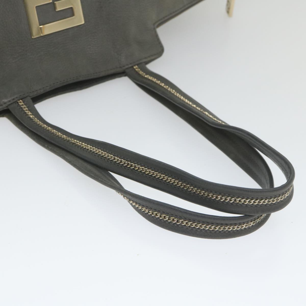 FENDI Tote Bag Leather Graybs9668