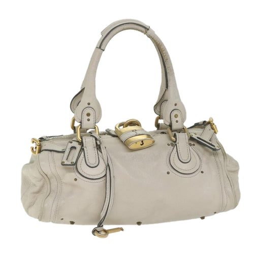 Chloe Paddington Shoulder Bag Leather White bs9705