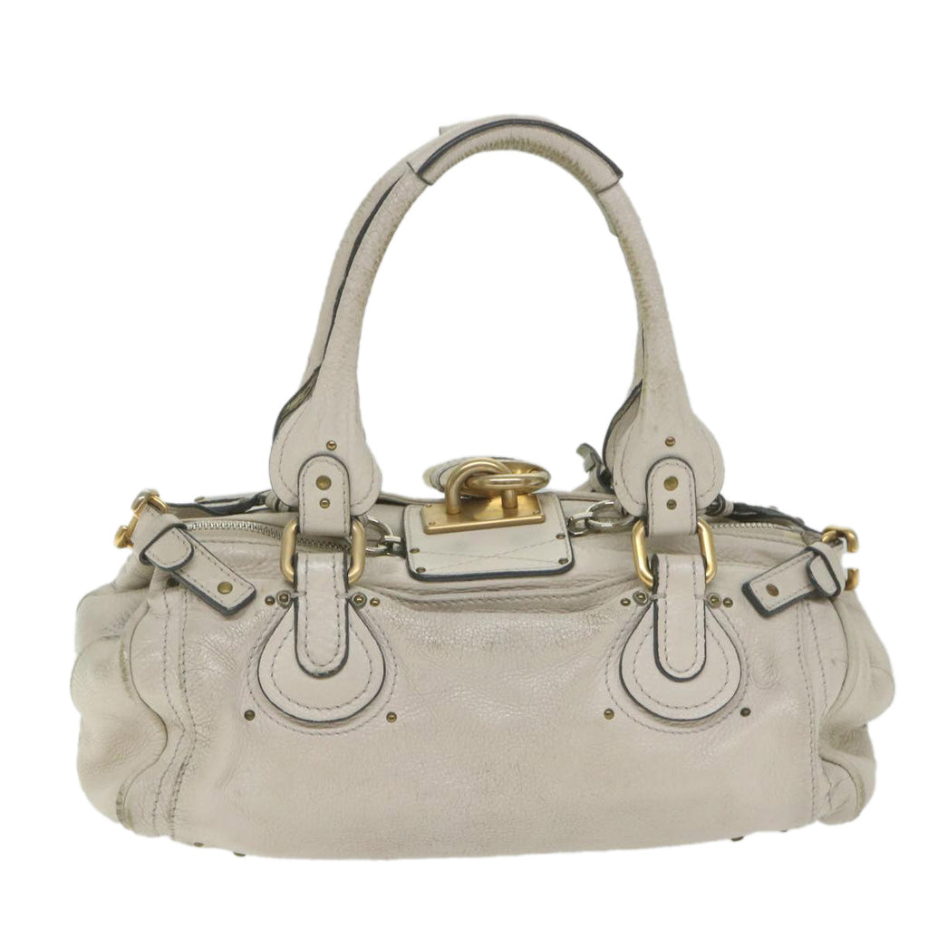 Chloe Paddington Shoulder Bag Leather White bs9705