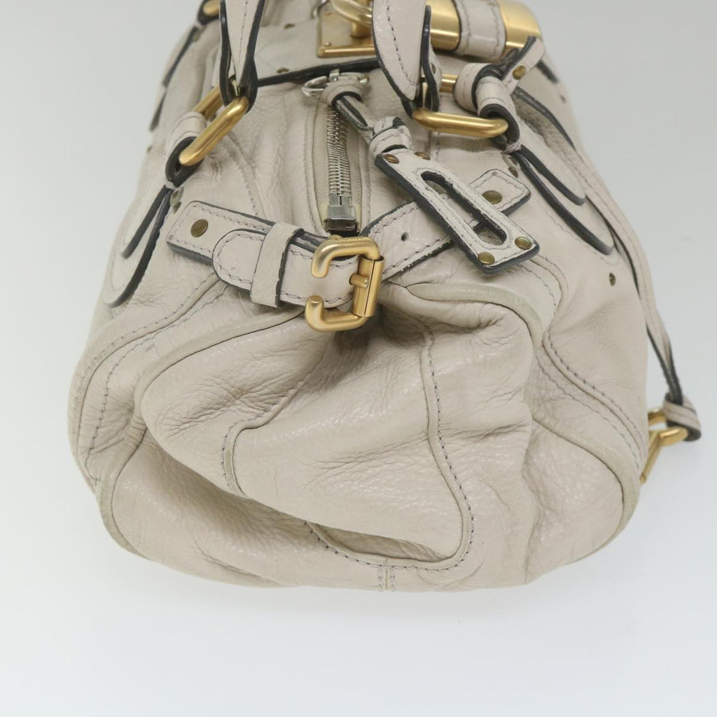 Chloe Paddington Shoulder Bag Leather White bs9705