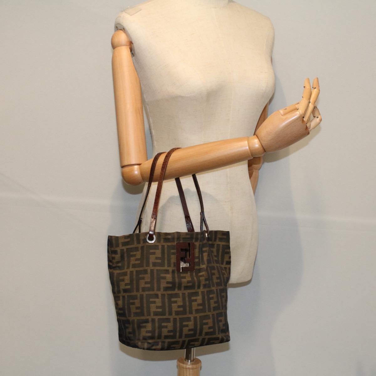 FENDI Zucca Canvas Tote Bag Black Brownbs9796