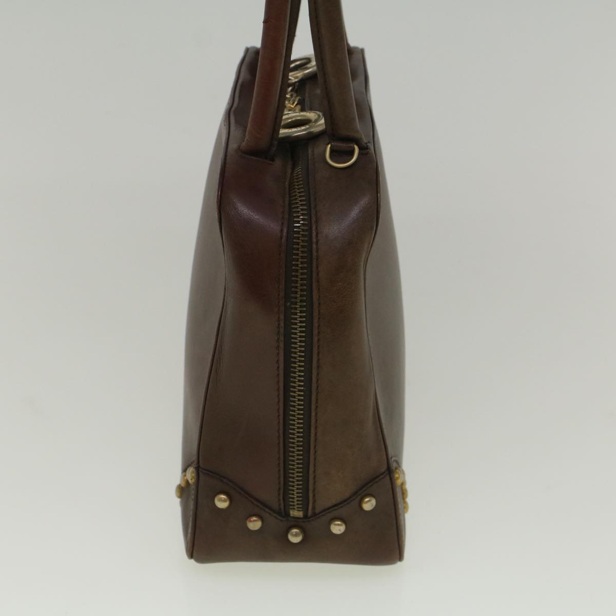 CELINE Hand Bag Leather Brown  9808