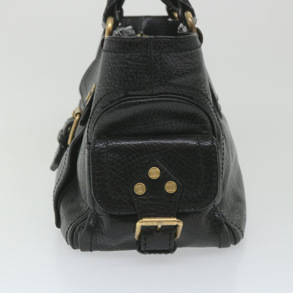 CELINE Hand Bag Leather Black  9854
