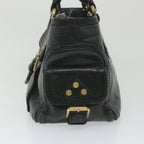 CELINE Hand Bag Leather Black  9854