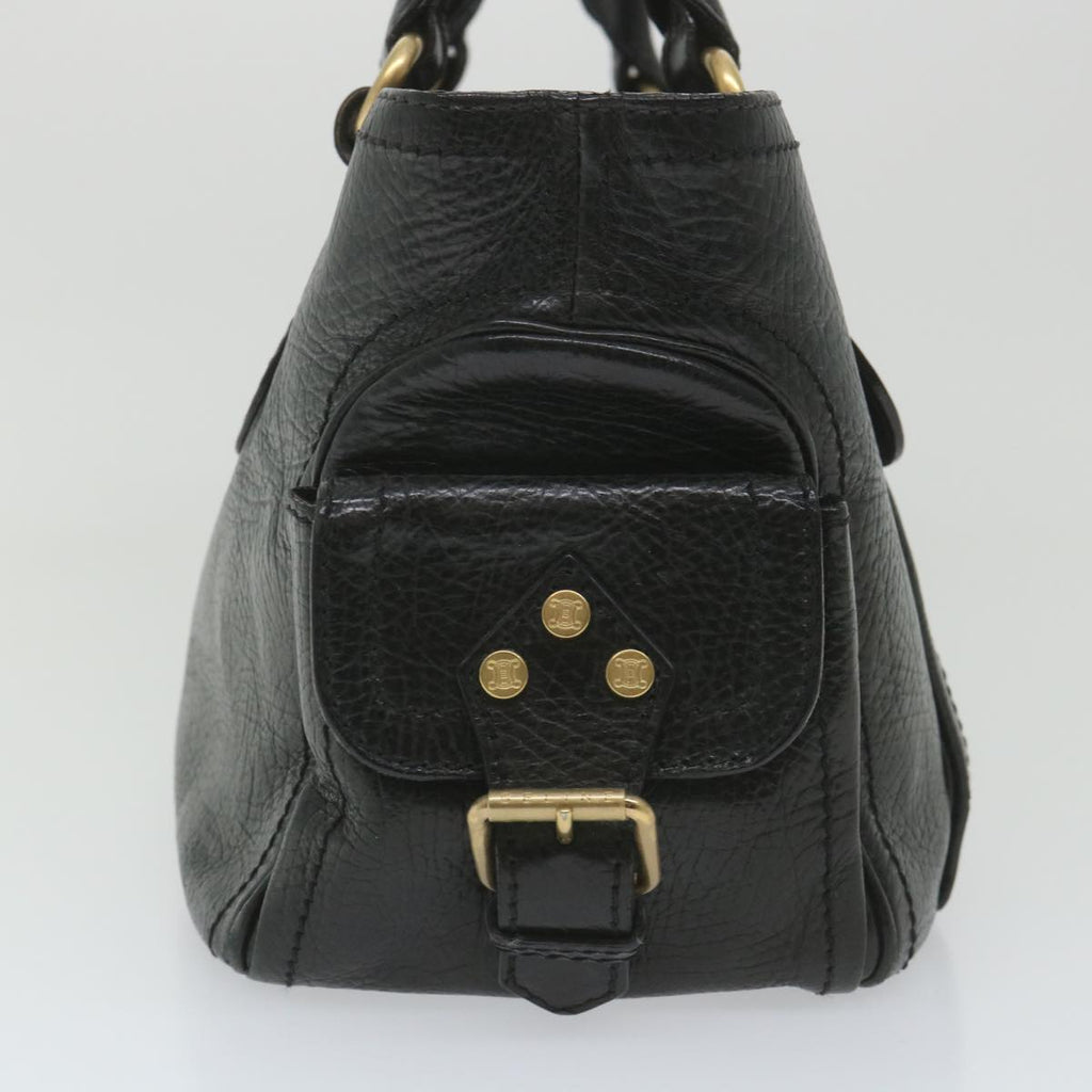 CELINE Hand Bag Leather Black  9854
