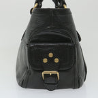 CELINE Hand Bag Leather Black  9854