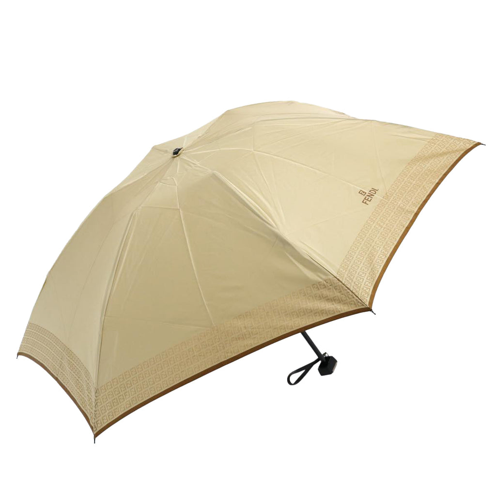 FENDI Zucchino Canvas folding Umbrella Nylon Gold Beigebs9905