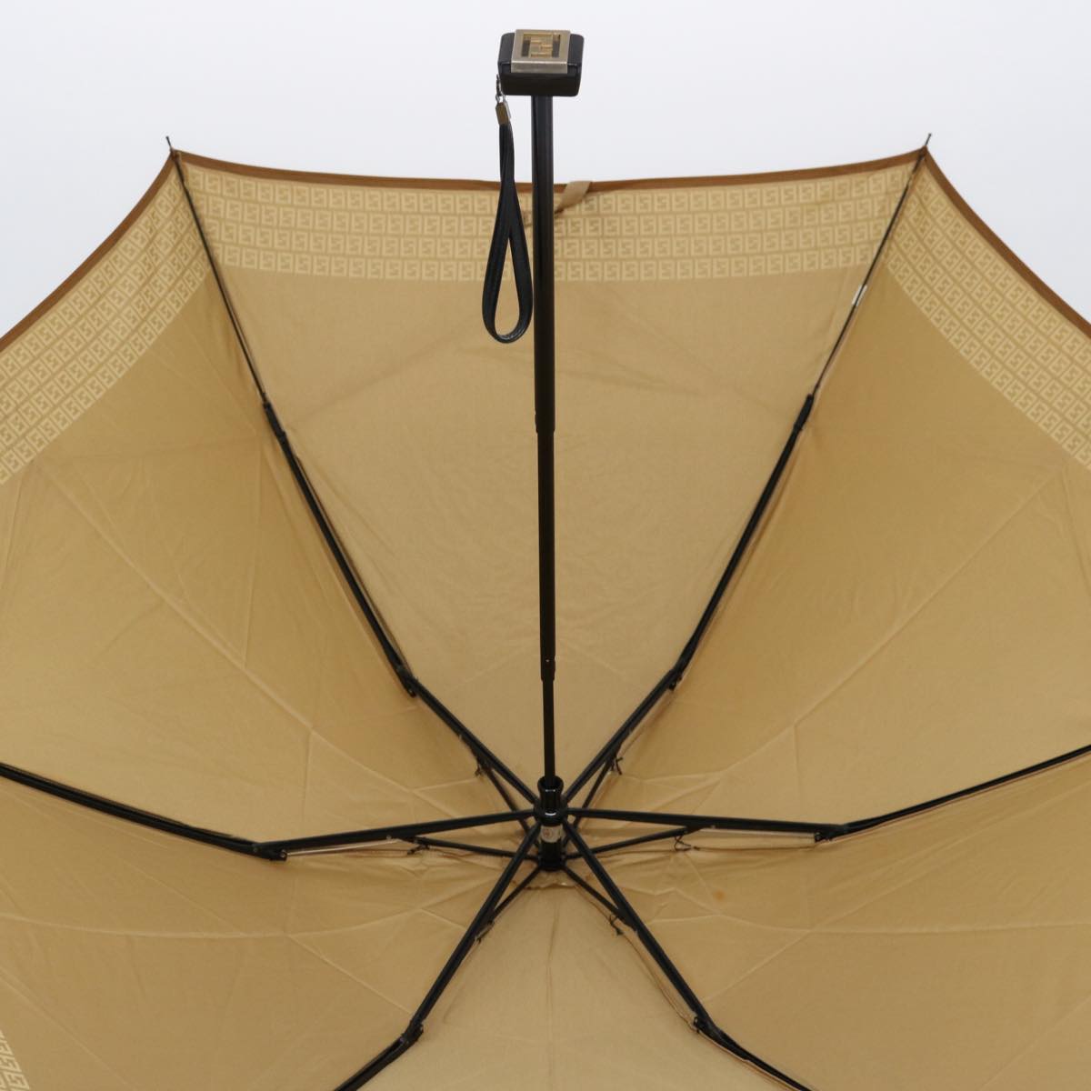 FENDI Zucchino Canvas folding Umbrella Nylon Gold Beigebs9905