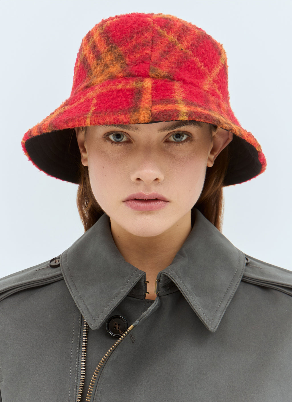 Burberry Women Reversible Check Fleece Bucket Hat