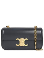 CELINE Triomphe Shiny Calfskin Shoulder Bag Grey