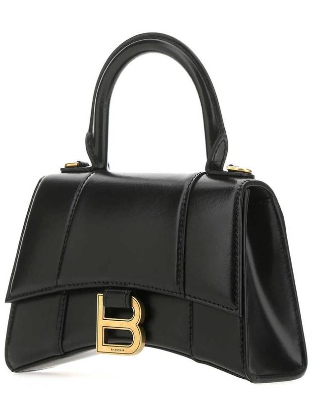 Balenciaga Hourglass XS Glossy Calfskin Tote Bag Black