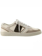 Fendi Step Leather Low Top Sneakers Beige