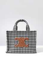 CELINE Triomphe Small Tote Bag White Black